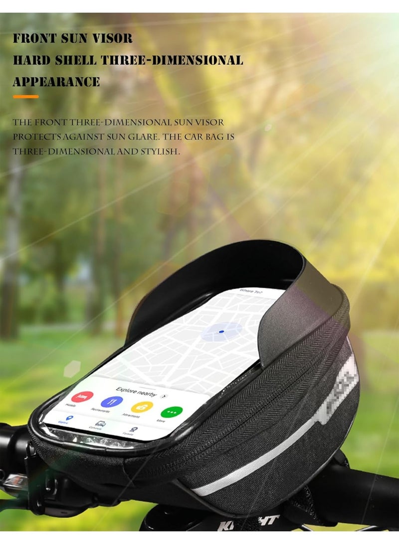 Waterproof 2-in-1 Bike Frame Bag with Integrated Phone Mount Holder, Top Tube and Stem Bicycle Bag for Mobile Phones 4.7-7 Inches, Quick Install and Remove Cycling Pouch with Rain Cover, Durable Shockproof and Scratch-Resistant Storage for Bike Accessories, Wallet, Keys, Charger, Compact Bike Bag for Road, Mountain, Commuting, Long Trips, Travel, Outdoor Adventures, Compatible with iPhone 17 Pro Max, 16, 15, 14 Pro, iPhone Air, Galaxy S25, Multi-Purpose Cycling Organizer, Sensitive Touch Design for Easy Phone Access While Riding, Professional Bicycle Gear for Cyclists and Outdoor Enthusiasts. - Image 4